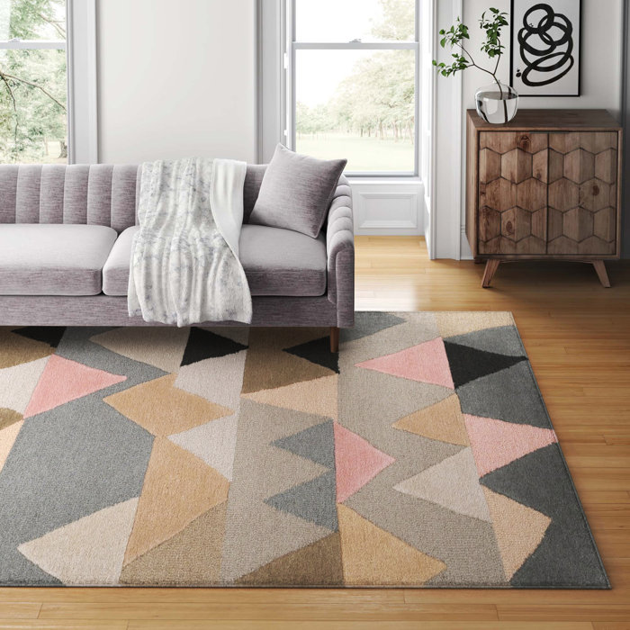 Mercury Row® Sandin Handmade Wool Pink/Beige/Gray Rug & Reviews Wayfair